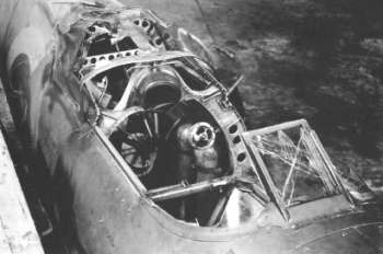 Spitfire K5054 wreckage showing crushed cockpit