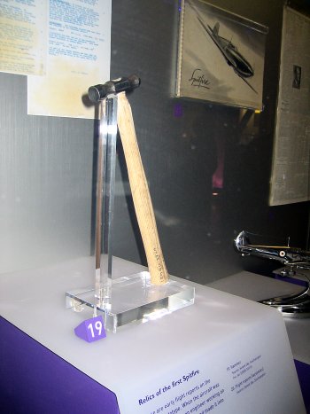 Solent Sky - Hammer Head remade from K5054 wing bolt on display at the Spitfire Exhibition - Science Museum in Kensington, London